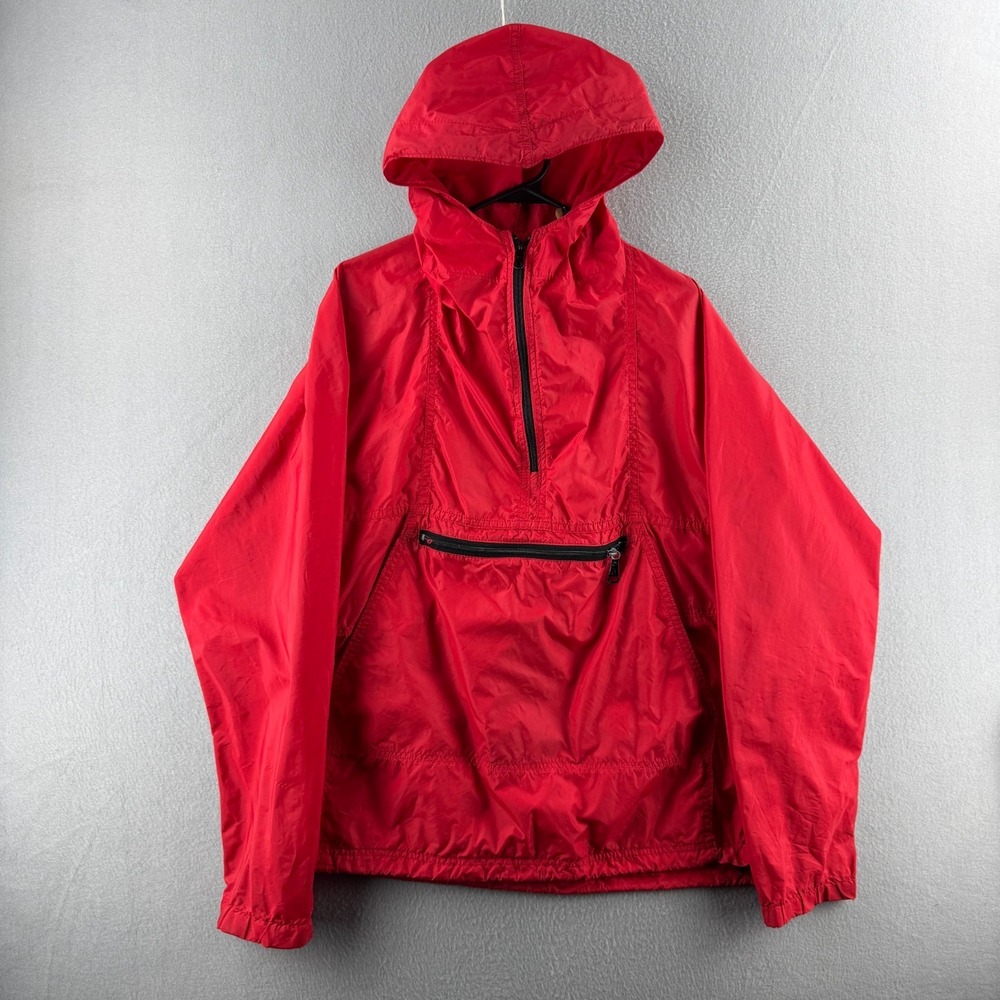 Vintage LL Bean Jacket Mens Medium Red 90s Mountain Anorak Windbreaker Hooded